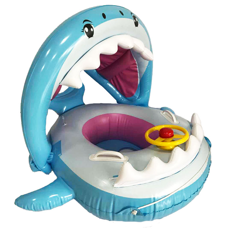 Enfants âgés de 6 à 36 mois flottant, bassin de piscine flottante avec un requin de canopée gonflable